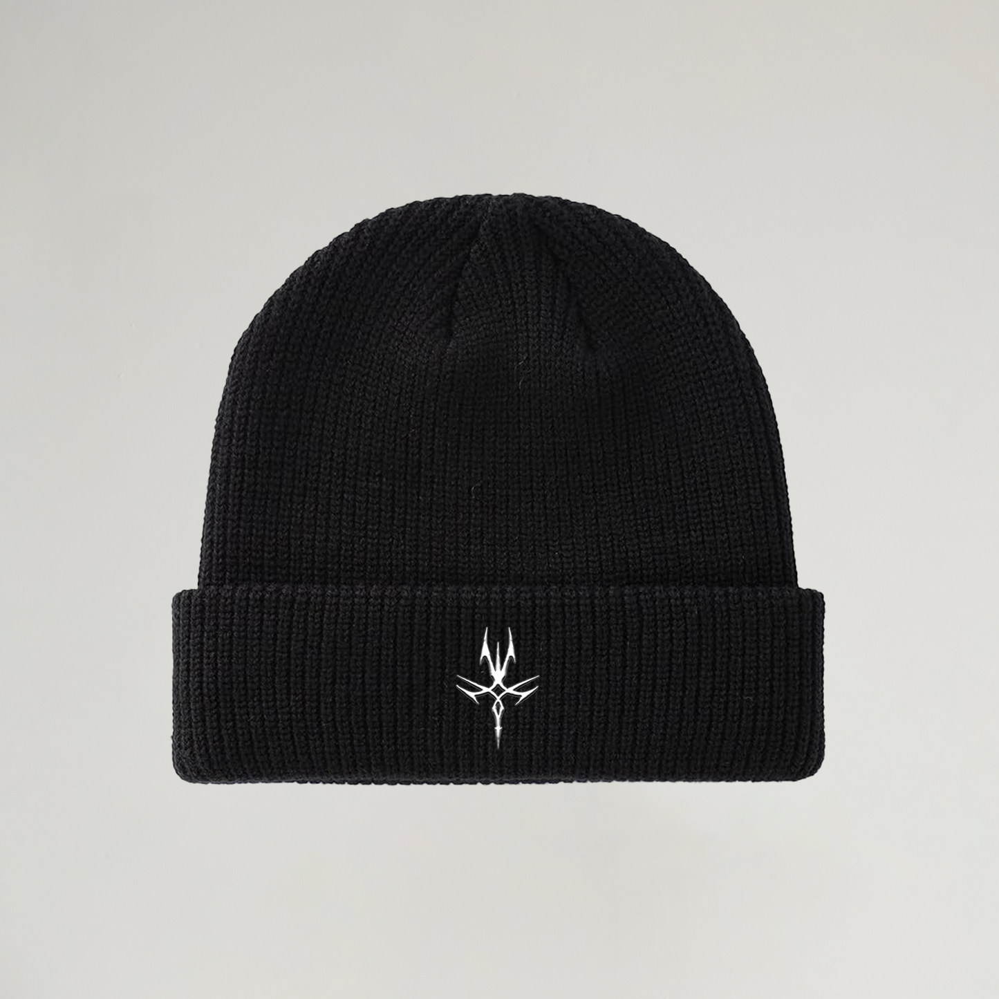 Dark streetwear, Branded Cuff Beanie in Black